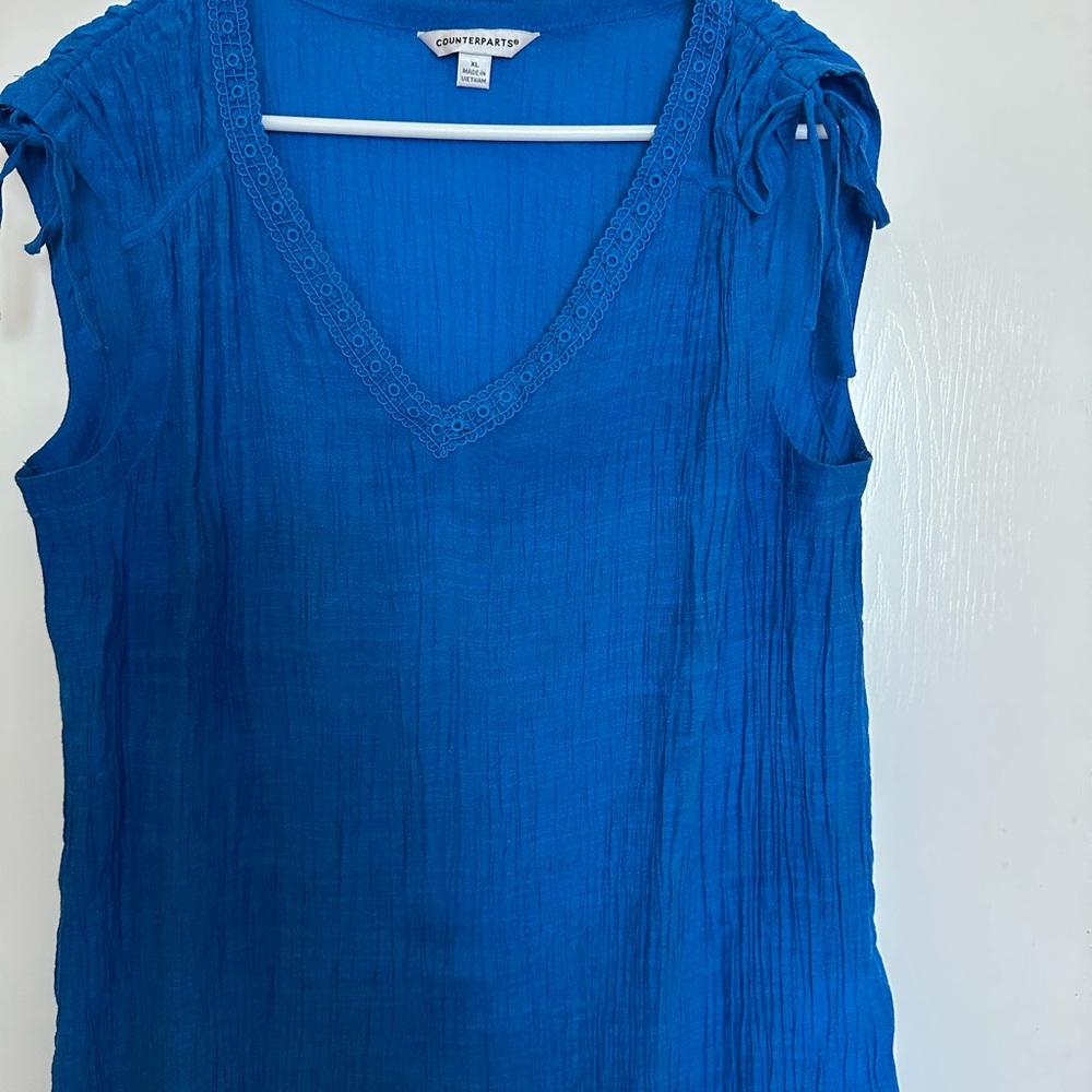 Counterparts Blue Sleeveless Ribbed Blouse